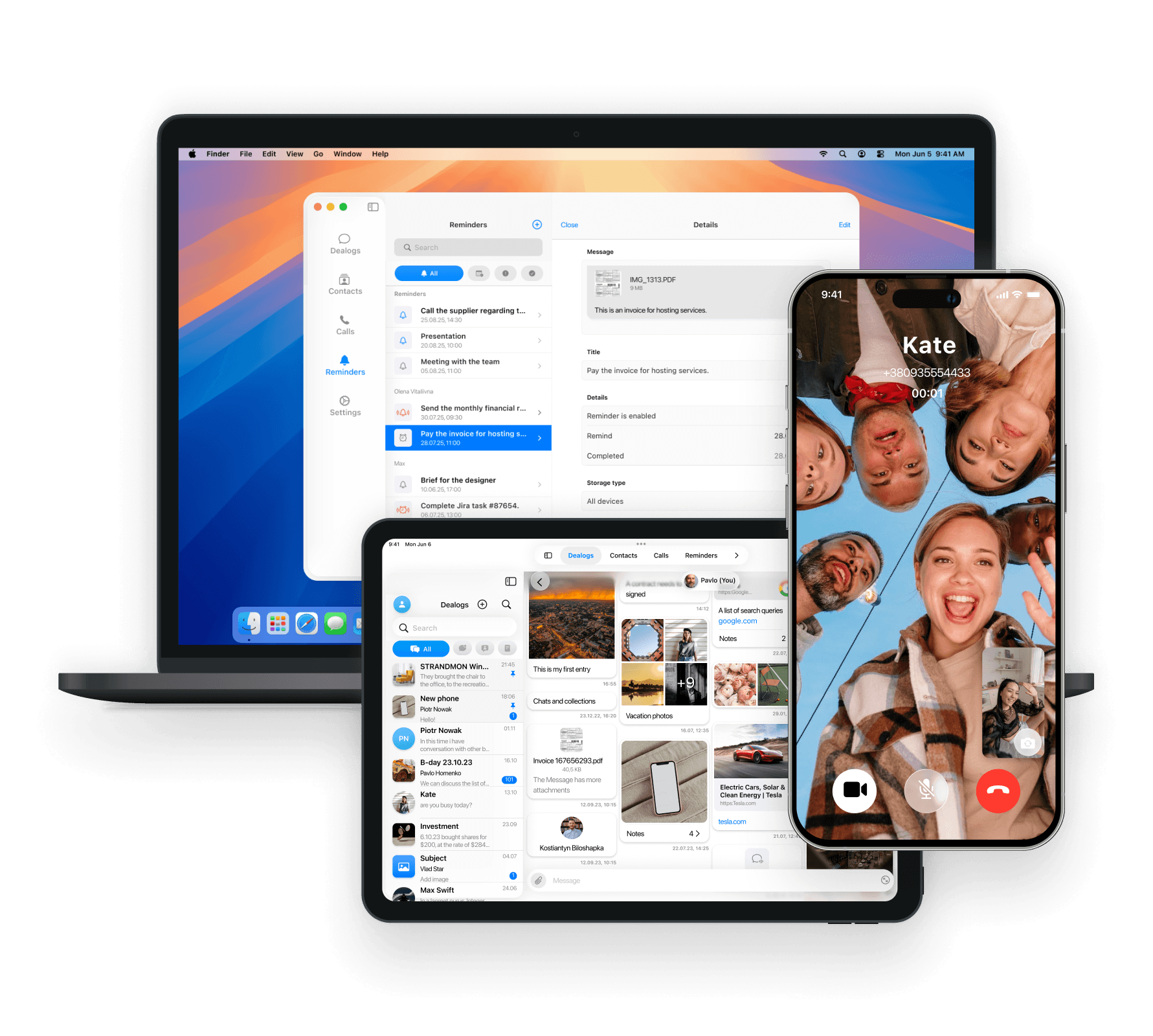 App shown on macBook, iPhone, iPad